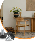 Heavy Duty M6 Adjustable Furniture Feet Levelers Zinc Plated Carbon Steel Screw In Glides Anti Slip Pads Replacement For Table And Chair Legs with rubberized bottom.