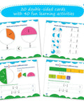 166 Piece Magnetic Fractions Kit for Hands On Math Learning with fraction activity cards laid out