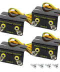 ESD wrist strap grounding kit, four black anodized aluminum modules with yellow cables.