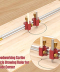 Nail Every Measure With This Straight Up 3 In 1 Modular Bar Gauge For Woodworking Clamping Positioning And Circle Drawing Inside Or Outside Corners Getting It Done Right Today, showcasing a woodworking scribe circle drawing ruler.