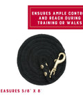 Black Poly Lead Rope For Horses Eight Feet Long Five Eighth Inch Thick With Soft Feel Built To Last For Training And Tying