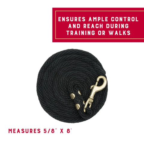 Black Poly Lead Rope For Horses Eight Feet Long Five Eighth Inch Thick With Soft Feel Built To Last For Training And Tying