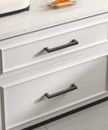 10 Pack 5 Inch Black Cabinet Handles Matte Black Drawer Pulls Stainless Steel 128mm Square Bar Modern Cabinet Hardware For Kitchen Bathroom Cupboards Scratch Resistant Durable Finish With Easy Grip Comfortable Textured Surface For Daily Use installed on white kitchen drawers