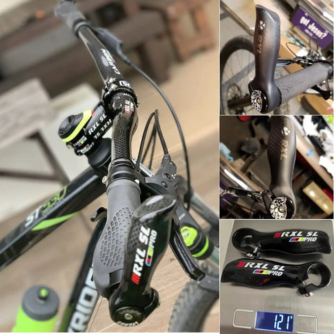 Dope Carbon Mountain Bike Bar Ends 22.2mm Ergonomic Handlebar Ends For MTB, 3K Gloss Carbon Fiber With Aluminum Cap on bicycle