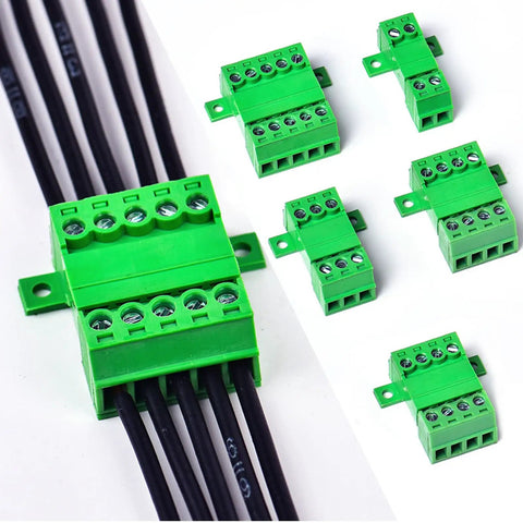 Five Pack 3 Pin 3.81mm Pitch Panel Mount Screw Terminal Block Connector Phoenix Type 8A 300V For 16-28 AWG Wires