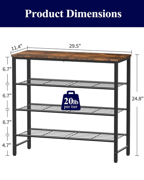 Super Slim Four Tier Shoe Rack For Closet Saves Major Floor Space And Stays Slick Brown, Footwear Organizer Holds All Of Your Kicks Easily While Featuring A Spacious Top Shelf For Storage Gear, Making This A No Sweat Home Organization Win For Sure