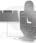 Beefy All Metal Airsoft Target With Six Zone Silhouette A B C Hit Areas, stainless steel black lacquer finish, close-up