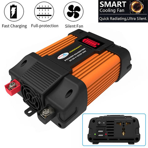 Road Trip Ready Solar Inverter Kit With 4000W Peak Output And Lightweight Portable Build For Off Grid Camping showing front and back views.