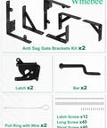 Anti Sag Gate Kit Two Pack Heavy Duty Fence Gate Hardware For Durable Wood And Metal Gates, Steel Construction, Rust Proof Design, Supports Up To 120 Lbs Per Gate, Easy Install And Long Lasting Performance. black steel gate brackets, latch, bar, pull ring, screws
