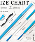 Ultimate Dryer Vent Cleaning Kit With Flexible Brush And Universal Vacuum Attachment size chart and components