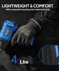 Drop Dead Tough 1/2 Air Impact Wrench With 1150 Ft Lbs Beastly Torque and Double Hammer Design, lightweight 4 lbs tool with rubber grip.