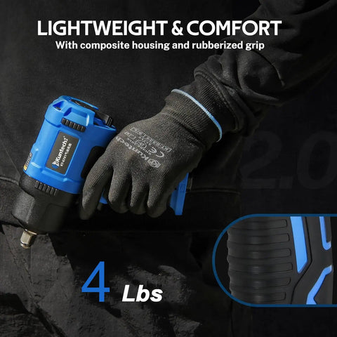 Drop Dead Tough 1/2 Air Impact Wrench With 1150 Ft Lbs Beastly Torque and Double Hammer Design, lightweight 4 lbs tool with rubber grip.