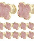 Four Leaf Clover Cabinet Knobs 12 Pack Zinc Alloy Drawer Pulls With Pink Surface And Golden Base For Dresser Wardrobe And Vanity