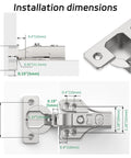 Full Overlay Soft Close Cabinet Hinges With Hydraulic Damper installation dimensions showing measurements for frame and frameless cabinets