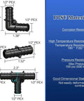 Half Inch Poly PPSU Barb Crimp PEX Fittings Set, 30 Pieces Including 10 Elbows, 10 Straights, 10 Tees, No Lead