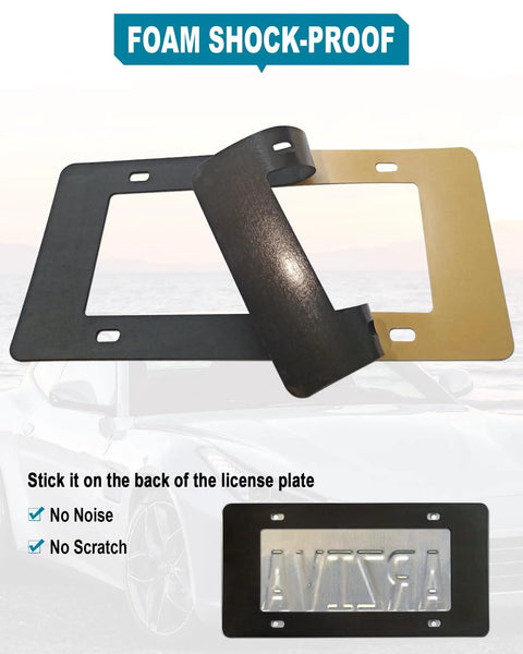 Legit Real Carbon Fiber License Plate Frame With Glossy 3D Twill Finish For Cars And Trucks, showing foam shock-proof backing system.