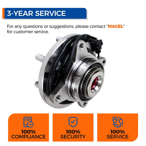 Front Wheel Hub And Bearing Assembly For 2015 2016 2017 Ford F150 4WD With ABS 6 Lugs Direct Replacement Beefed Up And Reliable