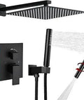 12 Inch Rain Shower Head With 2 In 1 Handheld Sprayer Matte Black Wall Mounted Shower System High Pressure Rainfall Fixture Set Includes 59 Inch Stainless Steel Hose 13.9 Inch Arm And Rough In Valve