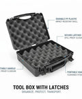 Open Grab And Go Portable Plastic Tool Box With Locking Latches For Secure Travel And Easy Organization Of Hardware Screws Nails Drill Bits And Small Parts In A Sturdy Black Storage Case