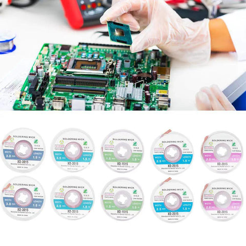 Copper Core Solder Wick Desoldering Braid For No-Fuss Electronics Repair And PCB Rework, Absorbs Solder Fast, Multiple Sizes