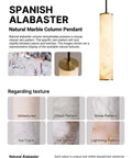 Omgomne Natural Spanish Alabaster Pendant Light 11.8 inch with unique cloud pattern and brass accents.