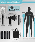 Product specification of All In One 20 In 1 Multitool Survival Kit With Shovel Axe Hatchet And Trekking Pole and dimensions overview.