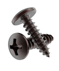 5 By One Half Inch Antique Copper Round Head Phillips Wood Screws Pack Of Twenty Five self tapping fasteners on white background.