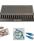 Mini 1U Low Profile Cable Management Kit Bundle With 240 CAT6 Patch Cables 1ft Blue 10 Pack Slick Slim Rack Mount Organizer