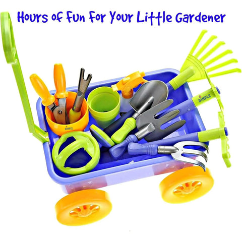 Garden Wagon And Tools Toy Set For Kids 15 Pcs Outdoor Sand Beach Play Set Toddlers 1 3 with plastic tools and wagon