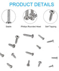 Silver Tiny Electronics Screws Kit 750 Pcs Set With M1 To M1.7 Phillips Pan Head Self Tapping Screws assorted sizes close-up