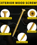 Weatherproof Tan Wood Screws For Outdoor Decks And Fences One And One Half Inch No Eight Deck Screws 155 Piece Pack Rust Resistant