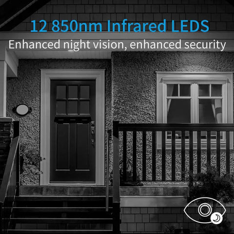 Black and white view of a home entryway captured by Outdoor Security Camera 1080p Cloud Cam Waterproof IP Night Vision Two Way Audio Motion Detection