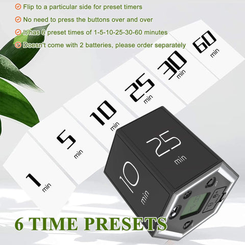 Flip Timer For Kitchen And Home With Quick Presets 1 5 10 25 30 60 Minutes Clear LCD Display Magnetic Stand Silent Alarm Modes