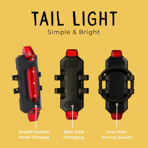 Rechargeable Bicycle Light Set With Front And Rear LED Lights USB Charge 300 Lumen Headlight Up To 10 Hours Battery IPX4 Waterproof Easy Mount For Daily Rides Street Safe Visibility
