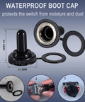 Heavy Duty Rocker Switch 0-250V 15A DPDT 6 Pins 3 Positions On Off On Latching With Waterproof Boot Cap Pre Wired Cables For Auto Car Truck Boat Marine, 24.2mm cap
