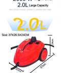 Heavy Duty Two Liter Canister Steam Cleaner Loaded With Eighteen Versatile Tools And Rapid High Temperature Steam Mop, red steam cleaner.