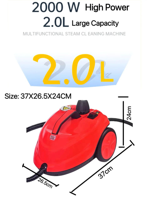 Heavy Duty Two Liter Canister Steam Cleaner Loaded With Eighteen Versatile Tools And Rapid High Temperature Steam Mop, red steam cleaner.