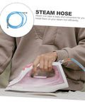 Person using a high temperature steam iron hose replacement for easy ironing, durable flexible steam hose fits most steam irons.