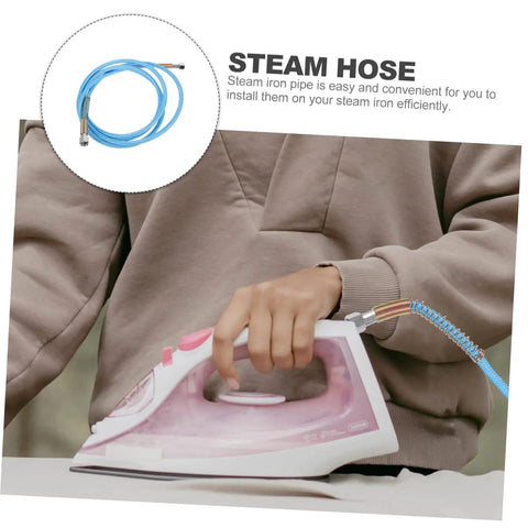 Person using a high temperature steam iron hose replacement for easy ironing, durable flexible steam hose fits most steam irons.