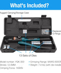 Open carrying case of Beefy Hydraulic Wire Crimping Tool Kit With 13 Dies 16 Ton Battery Terminal Crimper for 8 AWG to 600 MCM
