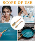 Two Piece Wood Handle Paint And Stain Brush Set With Oval Synthetic Bristles For Furniture Deck Fence And Interior Painting Tasks Durable And Flexible Bristles That Hold Paint For Smooth Finish shown in various uses