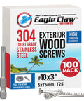 Box of Number Ten By Three Inch Stainless Steel Deck Screws 304 Grade 100 Pack with T25 Driver Bit visible