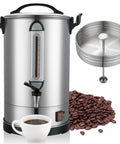100 Cup Coffee Urn For Large Events And Catering, Industrial Coffee Dispenser with 1300W Quick Brew, stainless steel with coffee beans