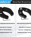 Adjustable Gland Nut Wrench for Hydraulic Cylinders on Farm and Construction Equipment, reversible pinholes shown