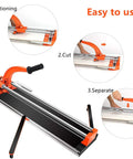 24 Inch Manual Tile Cutter With Double Rails For Ceramic And Porcelain Tiles Beast Mode Stability Anti Skid Feet Adjustable Ruler Easy Use