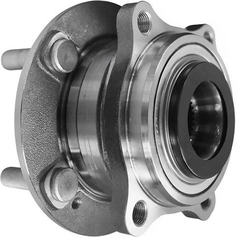Plug And Play Front Wheel Bearing Hub Kit For Hyundai Sonata Tucson Kia Optima Sportage Includes 2 Front Hubs And 2 Lower Ball Joints Fits 5 Bolt Pattern 4 Bolt Square Flange Front Left And Right Replacement shown in close-up view.