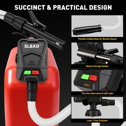 Battery Powered Fuel Transfer Pump No Spill Portable Gas Can Siphon Pump With Auto Stop Safety 3.2 GPM for gas diesel oil