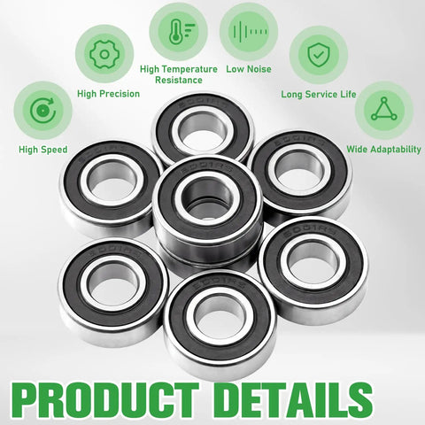 8 Pack Heavy Duty 1/2 Inch Id By 1 1/8 Inch Od Carbon Steel Ball Bearings Smooth Rolling Wheel Seals For Utility Trailers on display.