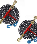 Two Pack Heavy Duty Ratchet Load Binder Set With Twenty Foot G70 Tow Chains One Quarter Inch To Five Sixteenths Inch Range Grab Hook