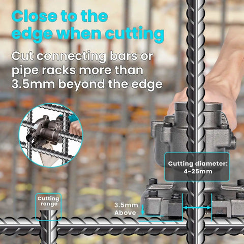 Heavy Duty 800 Watt Portable Rebar Cutter Handheld Cold Saw For Steel Pipe Cutting Machine showing cutting angle and distance from edge.